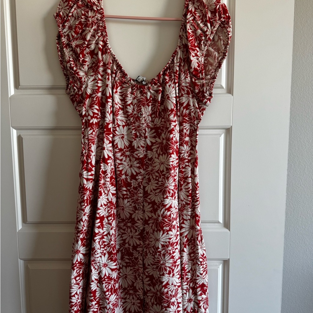 Madewell Red and White Floral Margie Mini Dress